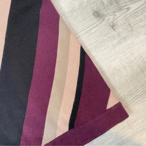 TanJay Wide Striped Metallic Purple 3/4 Sleeve Sweater Size M - Picture 4 of 12